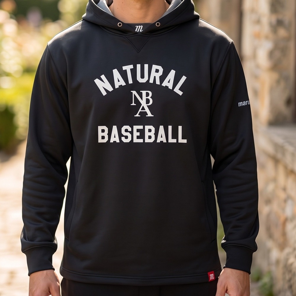Marucci Natural Baseball Hoodie Black Performance Pullover Athletic Sweatshirt
